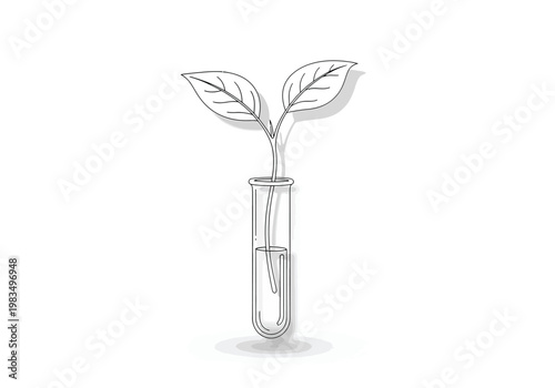 Plant sprout growing in test tube icon for biotechnology research