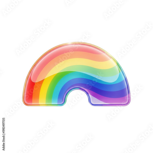 A vibrant rainbow arching gracefully in a smooth gradient of colors
