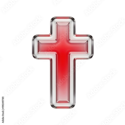 A stylized cross with a red horizontal beam symbolizing a christian religious icon