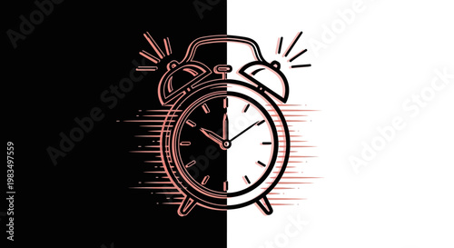A simple illustration of an alarm clock ringing.