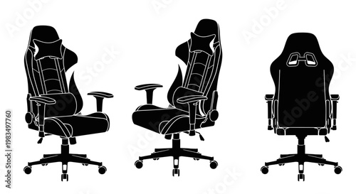 Office chair silhouettes in various positions.