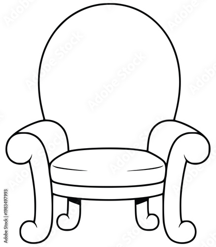 Simple high-back armchair coloring page for children