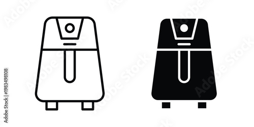 Air fryer icon outline pictogram. Flat Symbols.
