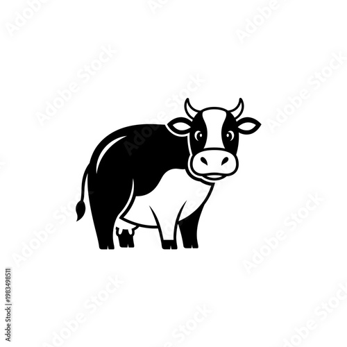 Stylized cartoon cow graphic mascot illustration