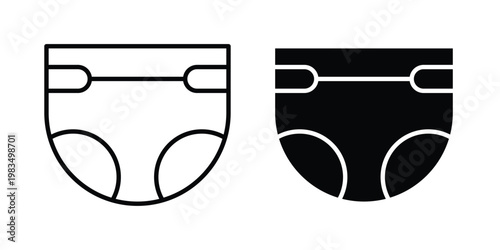 Baby diaper icon outline pictogram. Flat Symbols.