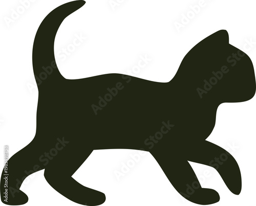 Cute kitten silhouette vector with clean outline version, perfect for pet logos, animal icons, and modern branding designs.