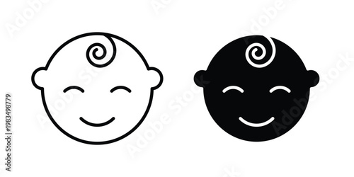 Baby face icon outline pictogram. Flat Symbols.