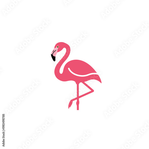 Minimalist pink flamingo illustration isolated on white background