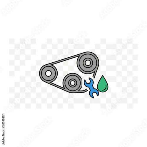 Car engine timing belt maintenance and repair icon