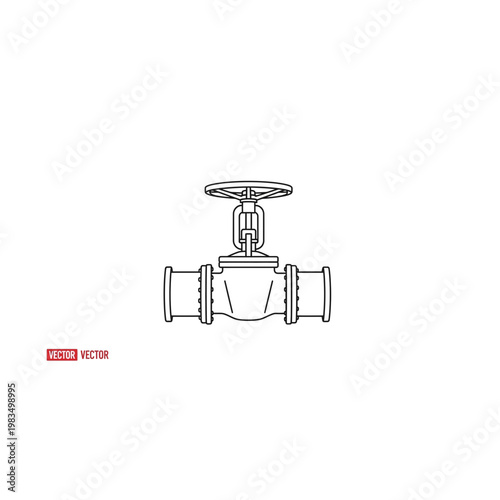 Industrial flange globe valve schematic illustration