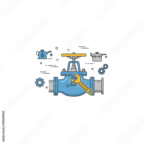 Industrial pipeline valve maintenance and repair icon