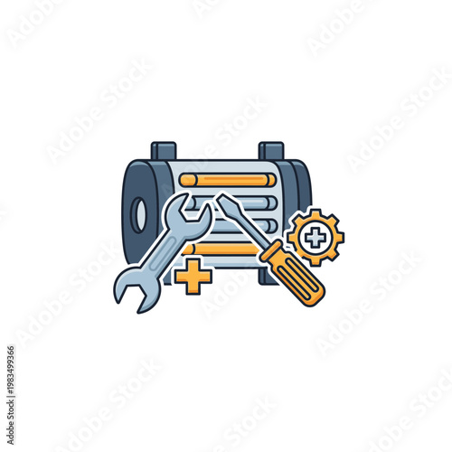 Industrial machinery maintenance and repair conceptual icon