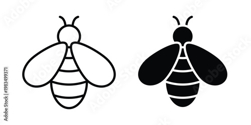 Bee icon outline pictogram. Flat Symbols.