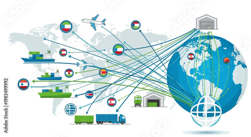 Global Logistics Network: Shipping, Air Cargo, Trucking, Warehousing, and International Trade
