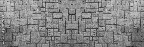 Background of stone floor flooring pattern texture. empty gray grey decorative stone tile top aerial view. street urban square tiled floor flooring as backdrop background. nobody. wall texture pattern