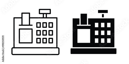 Cash register icon outline pictogram. Flat Symbols.