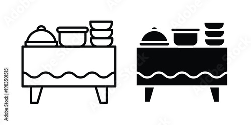 Catering buffet icon outline pictogram. Flat Symbols.