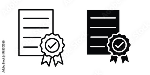 certificate diploma icon outline pictogram. Flat Symbols.