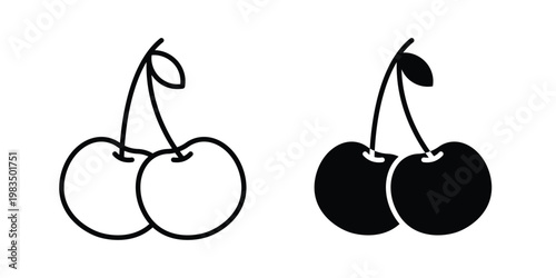 Cherry icon outline pictogram. Flat Symbols.