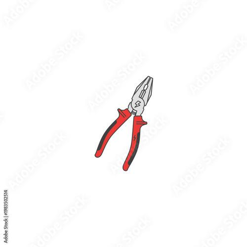 Professional combination pliers with red and black grips