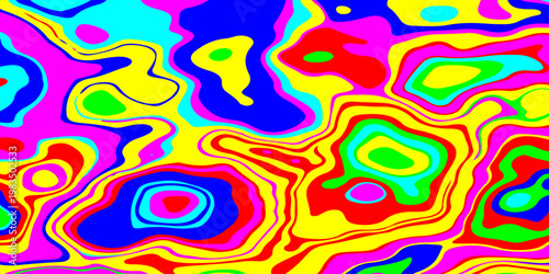 Dynamic Multicolored Contours and Hypnotic Fluid Patterns. Vibrant Psychedelic Liquid Waves Flowing Through a Surreal Neon Dreamscape of Endless Motion and Radiant Energy