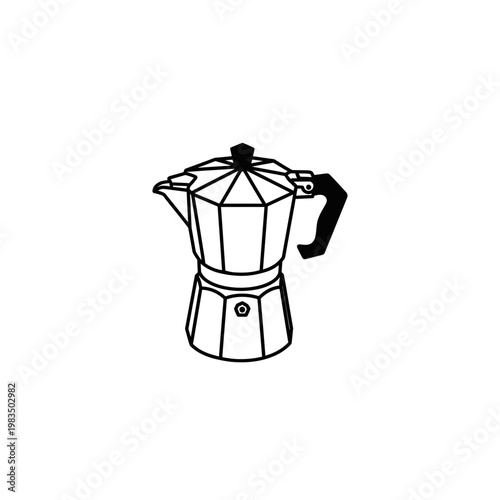 Classic moka pot stovetop coffee maker line illustration