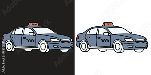 taxi cab transportation icon set flat design vector illustration