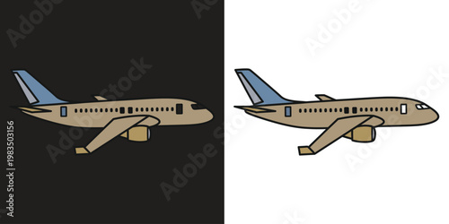 airplane taking off side view flat design vector illustration