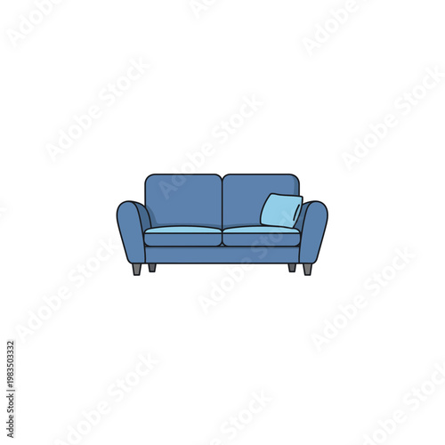 Modern blue upholstered love seat sofa
