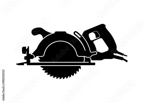 Black silhouette of electric circular saw icon.