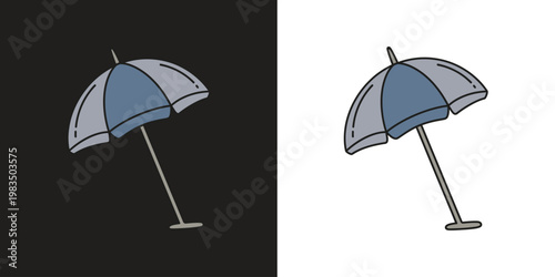 open and closed travel umbrella icon vector illustration flat design