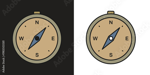 compass navigation icon flat design vector illustration for travel and adventure