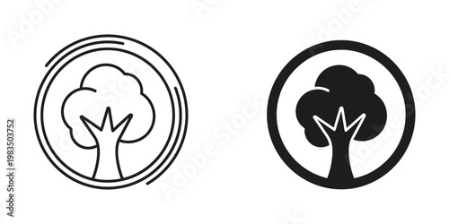 Contrasting tree symbols depicted in minimalist and bold styles