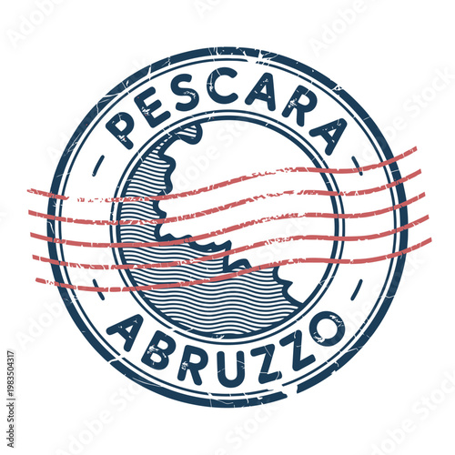 Pescara abruzzo a vintage style circular travel stamp illustration