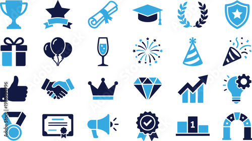 Foto Celebration and party icons for holidays and special events fun and joy