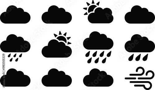 Weather icons set clouds sun rain wind a comprehensive collection