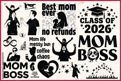 Mom Boss Class of 2026 Funny Mother's Day Graphics