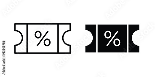 Discount voucher icon outline pictogram. Flat Symbols.