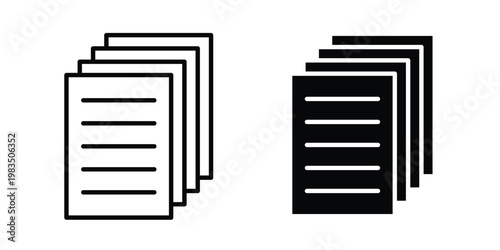 Document papers pile icon outline pictogram. Flat Symbols.