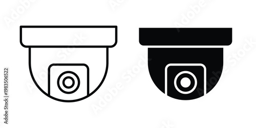 Dome cctv camera icon outline pictogram. Flat Symbols.