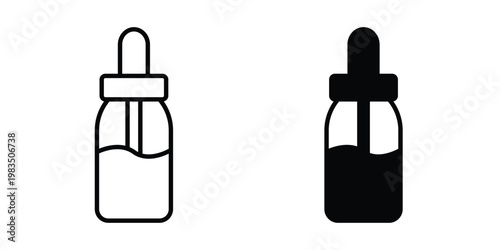 Dropper bottle icon outline pictogram. Flat Symbols.