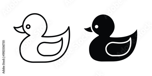 Duck toy icon outline pictogram. Flat Symbols.