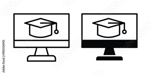 E learning icon outline pictogram. Flat Symbols.