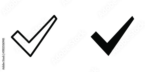 Comparison of two different checkmark styles with varying line thickness and design