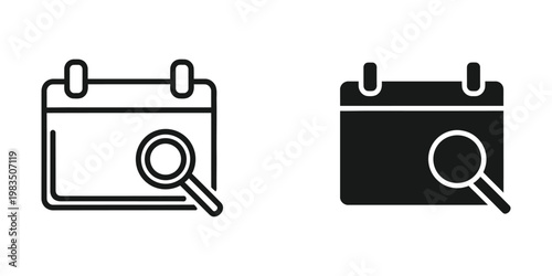 Searching through a calendar with a magnifying glass for scheduling or planning purposes