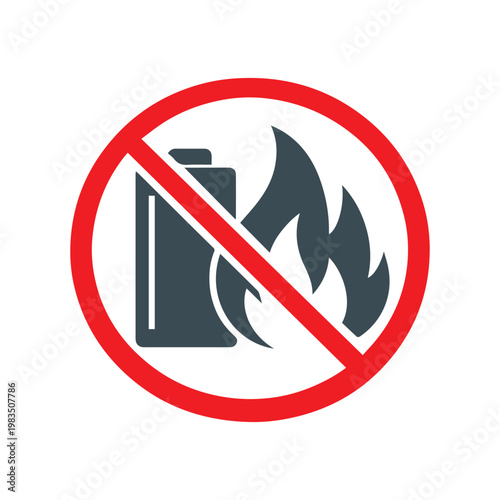 Do not throw batteries into fire warning sign isolated on white