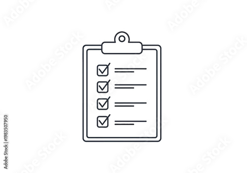 Checklist icon on a clipboard with four completed tasks and ticks in checkboxes