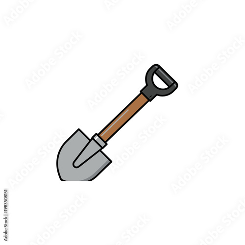 Manual digging shovel with wooden handle and steel blade