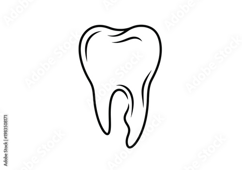 Minimalist line art drawing of a human molar tooth for dental health and care