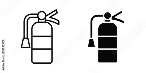 Fire extinguisher icon outline pictogram. Flat Symbols.
